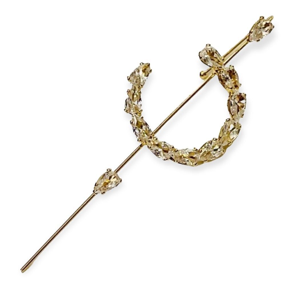 Gold Crystal Moon Ear Pin Spear Crawler Cuff Earring NWT